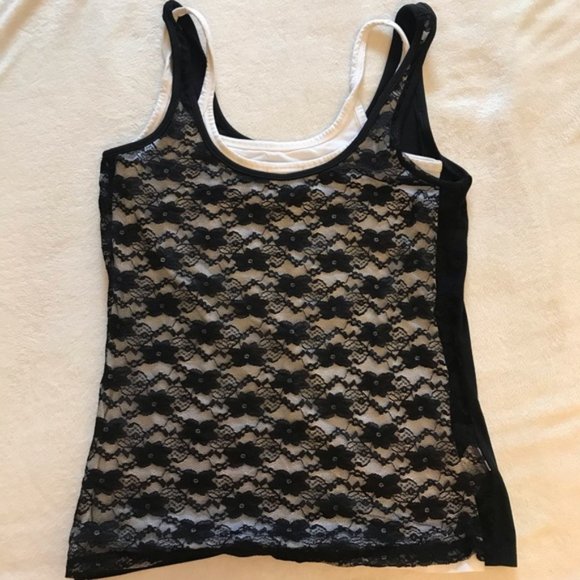 Black lace front tank - Picture 1 of 3